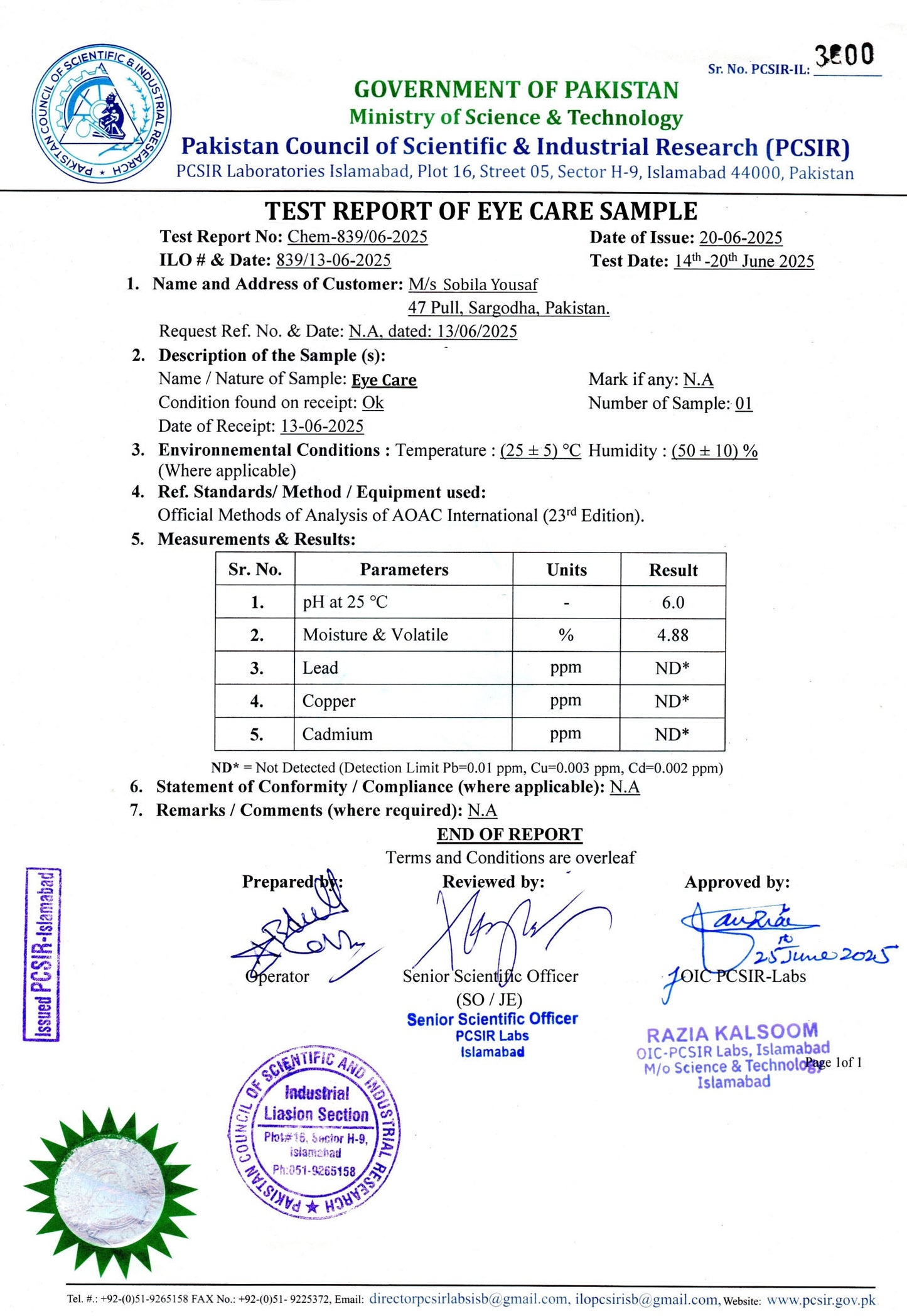 Eye Care - Natural & Organic Rs - 1999